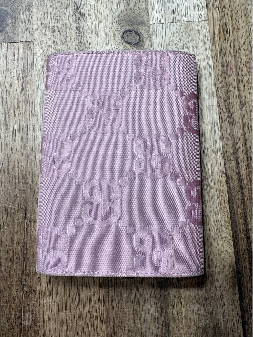 Women’s Gucci Wallet With Pink Canvas And Cream Leather Bifold Clutch
